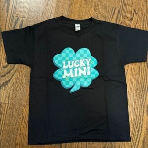 Gildan Black Kids T-Shirt with Lucky Mini Size Medium